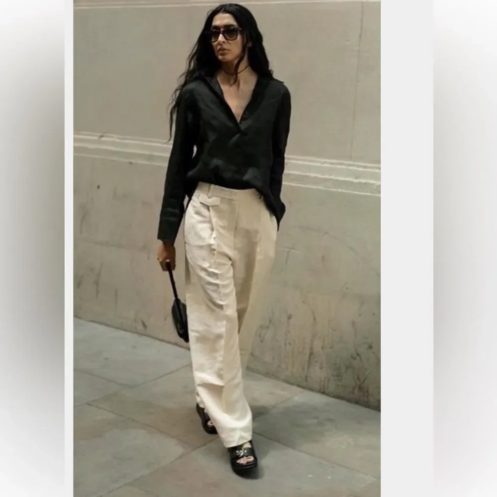 COS Relaxed Linen Blend Wide Leg Pants NWT